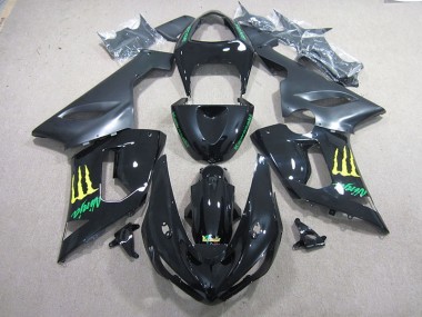 2005-2006 Black Green Ninja Kawasaki ZX6R Motorcycle Fairing Kits for Sale