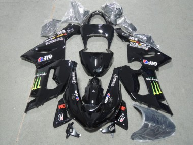 2005-2006 Black 3M Touch4 Monster Kawasaki ZX6R Motor Bike Fairings for Sale