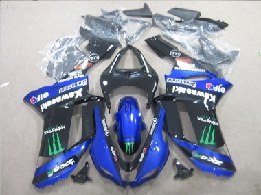 2007-2008 Black Blue Green Monster Kawasaki ZX6R Motorcyle Fairings for Sale