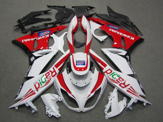 2009-2012 White Red Rapid Kawasaki ZX6R Motorcycle Fairing for Sale