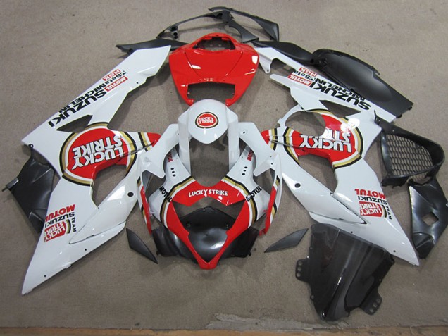 2005-2006 White Lucky Strike Red Motul Suzuki GSXR1000 Motorcycle Fairings for Sale