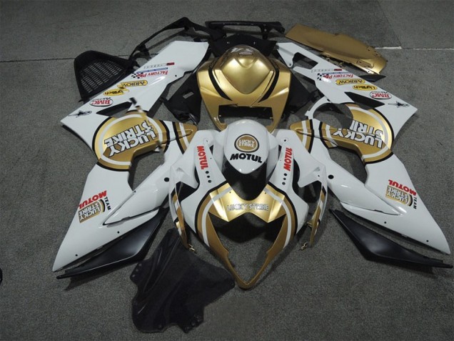 2005-2006 White Gold Lucky Strike Motul Suzuki GSXR1000 Motor Fairings for Sale