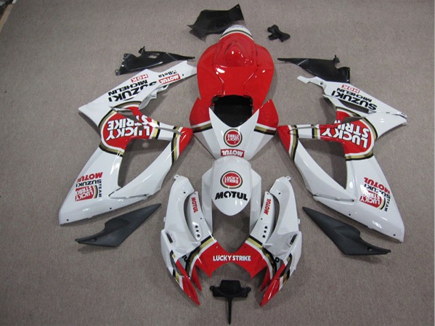 2005-2006 White Lucky Strike Red Motul Suzuki GSXR1000 Motorcycle Fairing for Sale