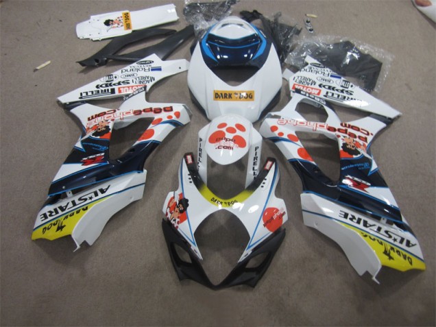 2007-2008 White Blue Dark Dog Suzuki GSXR1000 Bike Fairing for Sale