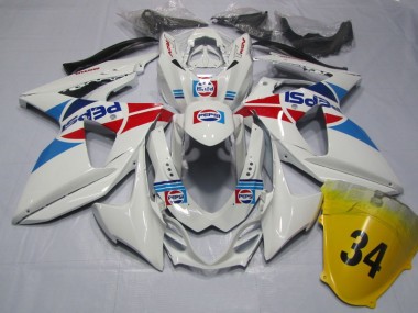 2009-2016 White Pepsi 34 Suzuki GSXR1000 Motorcycle Fairings Kit for Sale