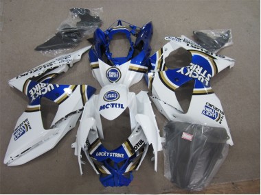 2009-2016 White Lucky Strike Blue Motul Suzuki GSXR1000 Motorcylce Fairings for Sale