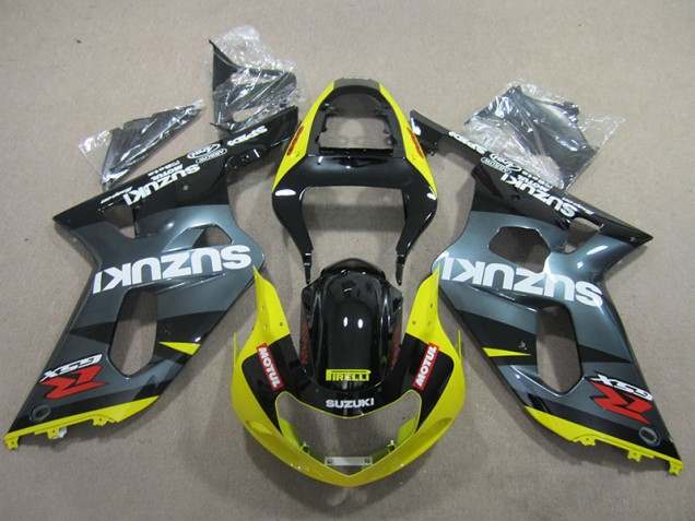 2001-2003 Black Yellow Motul Suzuki GSXR600 Motor Fairings for Sale