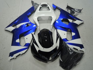 2001-2003 White Blue Suzuki GSXR600 Motorcycle Fairing Kit for Sale