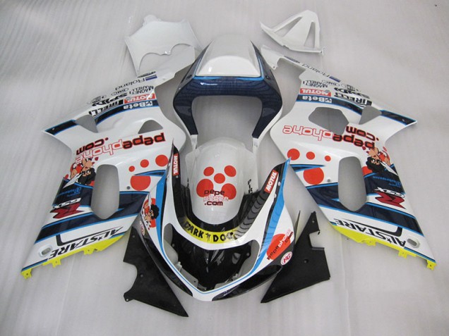 2001-2003 White Blue Dark Dog Suzuki GSXR600 Bike Fairings for Sale