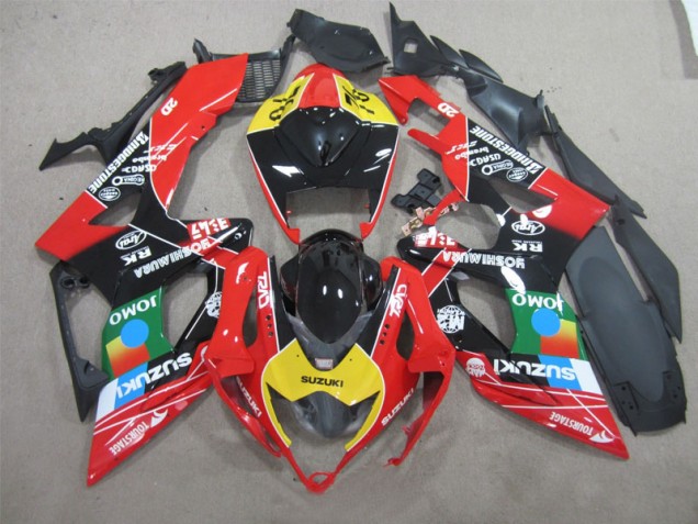 2006-2007 Black Red Yellow Jomo Suzuki GSXR600 Bike Fairings for Sale