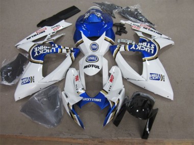 2006-2007 White Blue Lucky Strike Motul Suzuki GSXR600 Motorcycle Fairing for Sale