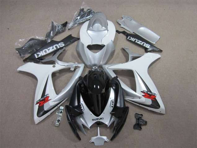 2006-2007 Black White Suzuki GSXR600 Motorcycle Fairing Kit for Sale