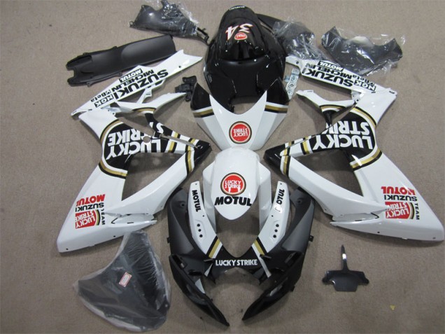 2006-2007 Black White Lucky Strike Motul Suzuki GSXR600 Bike Fairing for Sale