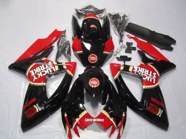 2006-2007 Black Red Lucky Strike Motul Suzuki GSXR600 Bike Fairing Kit for Sale