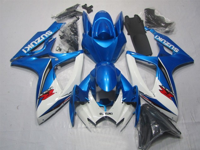 2006-2007 Blue White Suzuki GSXR600 Motorbike Fairing Kits for Sale