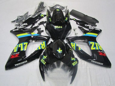 2006-2007 Black Yellow Rizla Suzuki GSXR600 Moto Fairings for Sale