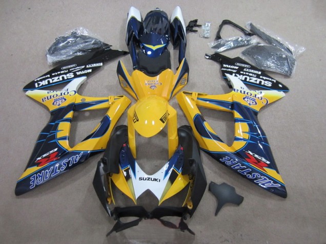 2008-2010 Blue Yellow Corona Extra Suzuki GSXR600 Motor Bike Fairings for Sale