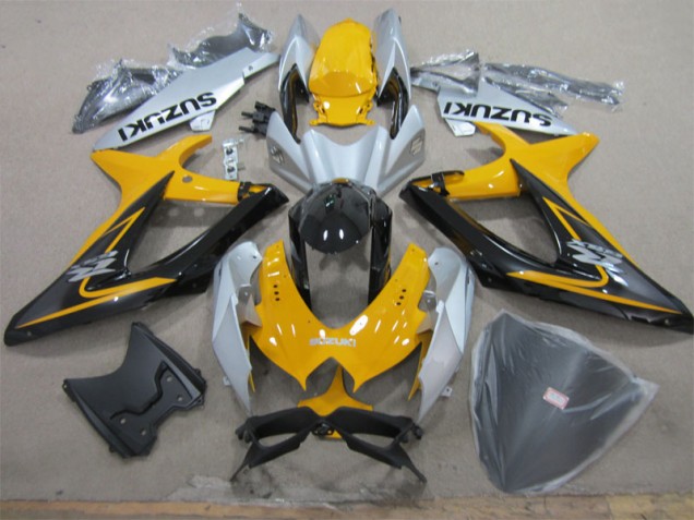 2008-2010 Yellow White Black Suzuki GSXR600 Motorcycle Fairing Kits for Sale