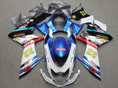 2011-2021 Blue White Red Rockstar 22 Suzuki GSXR600 Bike Fairing Kit for Sale