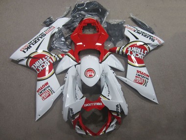 2011-2021 White Lucky Strike Red Motul Suzuki GSXR600 Motorcycle Fairings Kits for Sale