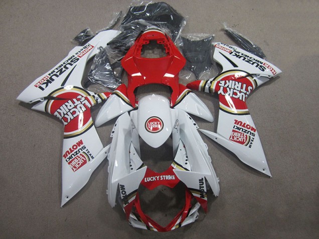 2011-2021 White Lucky Strike Red Motul Suzuki GSXR600 Motorcycle Fairings Kits for Sale