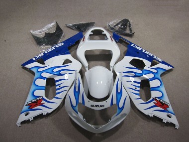 2001-2003 White Blue Flame Suzuki GSXR750 Motorbike Fairings for Sale