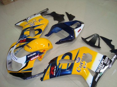 2001-2003 Yellow Blue Corona Extra Motul Suzuki GSXR750 Motorcycle Fairings Kits for Sale