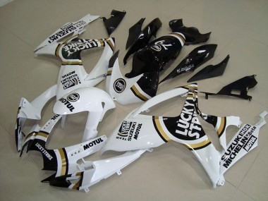 2006-2007 White Lucky Strike Black Motul Suzuki GSXR750 Motorcycle Fairings Kit for Sale