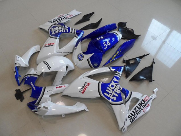 2006-2007 Blue White Lucky Strike Motul 34 Suzuki GSXR750 Motorcycle Fairing Kit for Sale