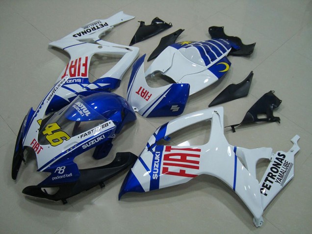 2006-2007 White Blue Fiat 46 Suzuki GSXR750 Motor Bike Fairings for Sale