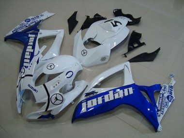 2006-2007 Blue White Jordan Suzuki GSXR750 Motorcycle Fairings Kits for Sale