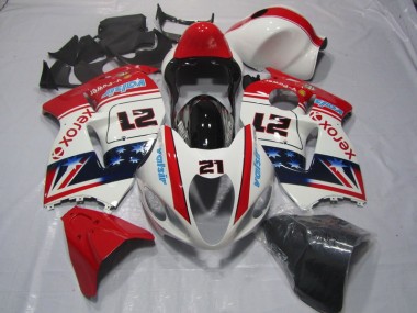 1996-2007 White Red Xerox 21 Suzuki GSXR1300 Hayabusa Motorcycle Fairings for Sale