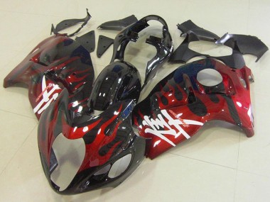 1996-2007 Black Red Flame Suzuki GSXR1300 Hayabusa Bike Fairings for Sale