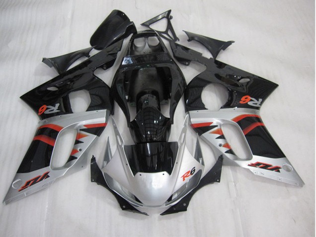 1998-2002 Black Silver Yamaha YZF R6 Motorcycle Fairing Kit for Sale