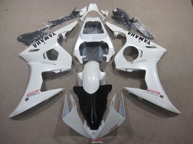 2003-2005 White with Black Decal Yamaha YZF R6 Bike Fairings for Sale