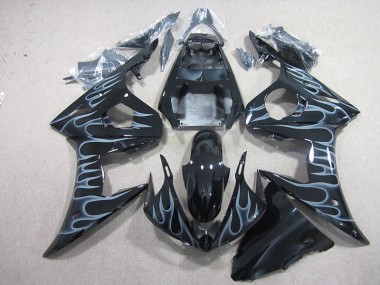 2003-2005 Black with Flame Yamaha YZF R6 Motorcyle Fairings for Sale