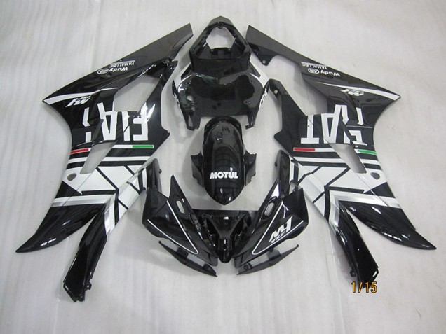 2006-2007 Black White Motul Fiat Yamaha YZF R6 Motorcycle Fairings for Sale